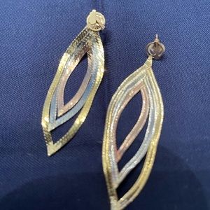Tear drop shape post earrings real gold silver copper